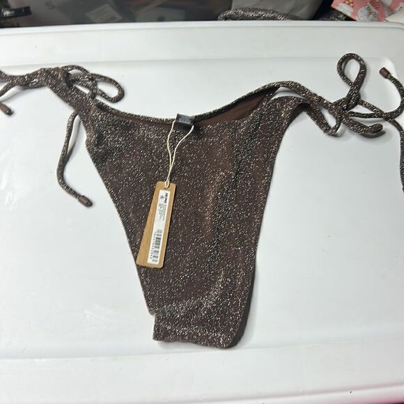 NWT SKIMS glitter tie bottoms in cocoa - Picture 3 of 3
